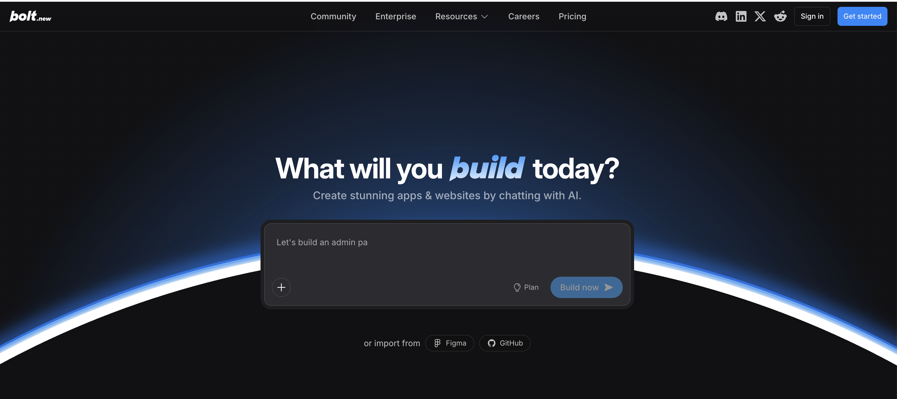 Bolt.new prompt-to-deployed-app interface
